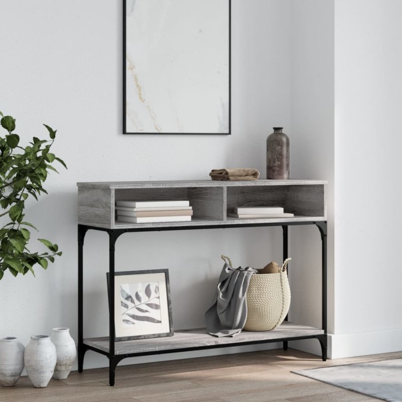 Mesa consola madera de ingeniería gris Sonoma 100x30,5x75 cm VX-833391